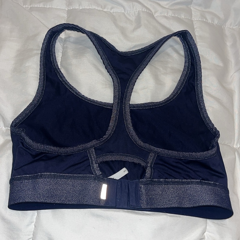 Aerie Medium Racerback Sports Bra Denim Blue | Adjustable Back Hook Closure - Picture 2 of 5